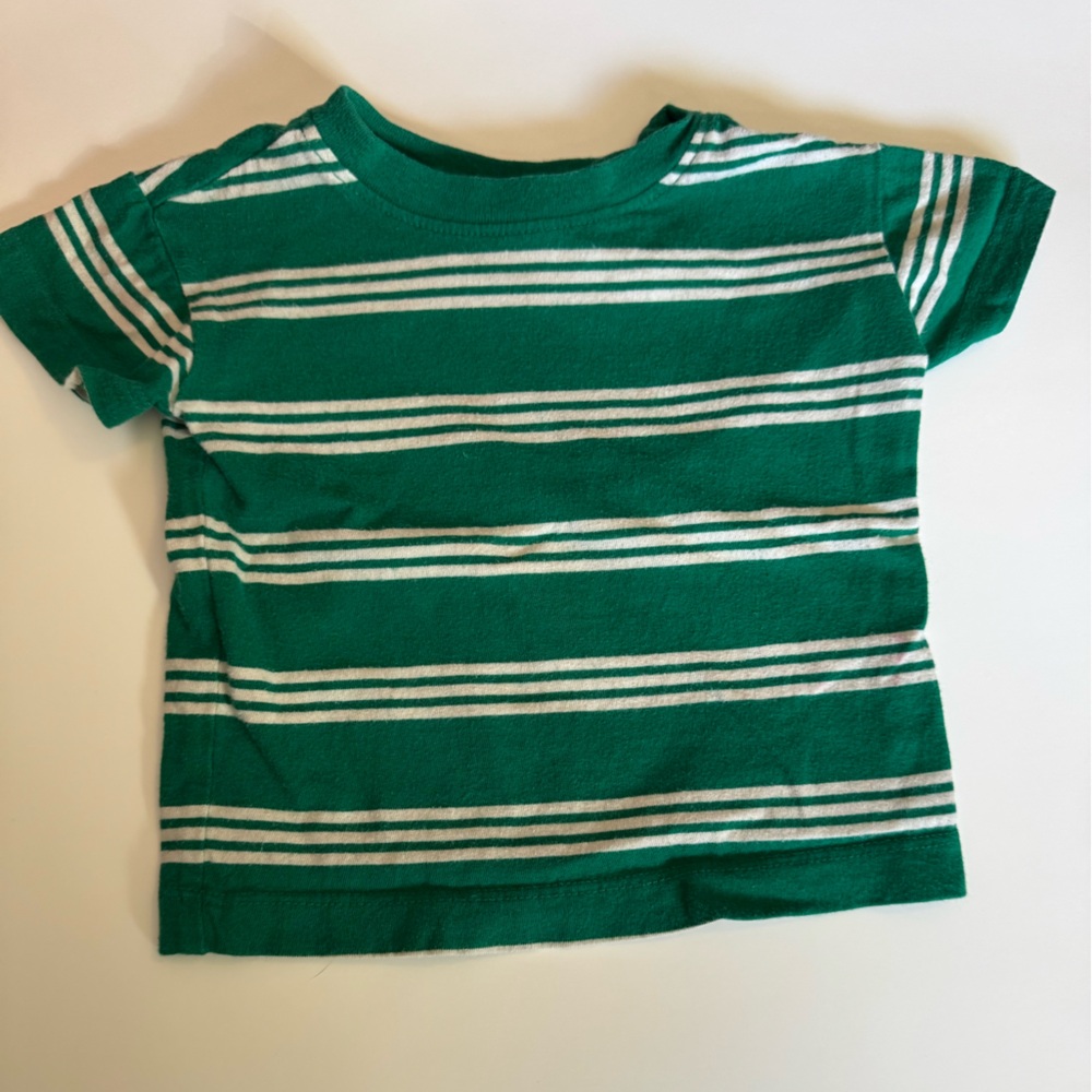 Hanna Andersson Green Striped Tee Shirt T-Shirt Baby 6-12 Months